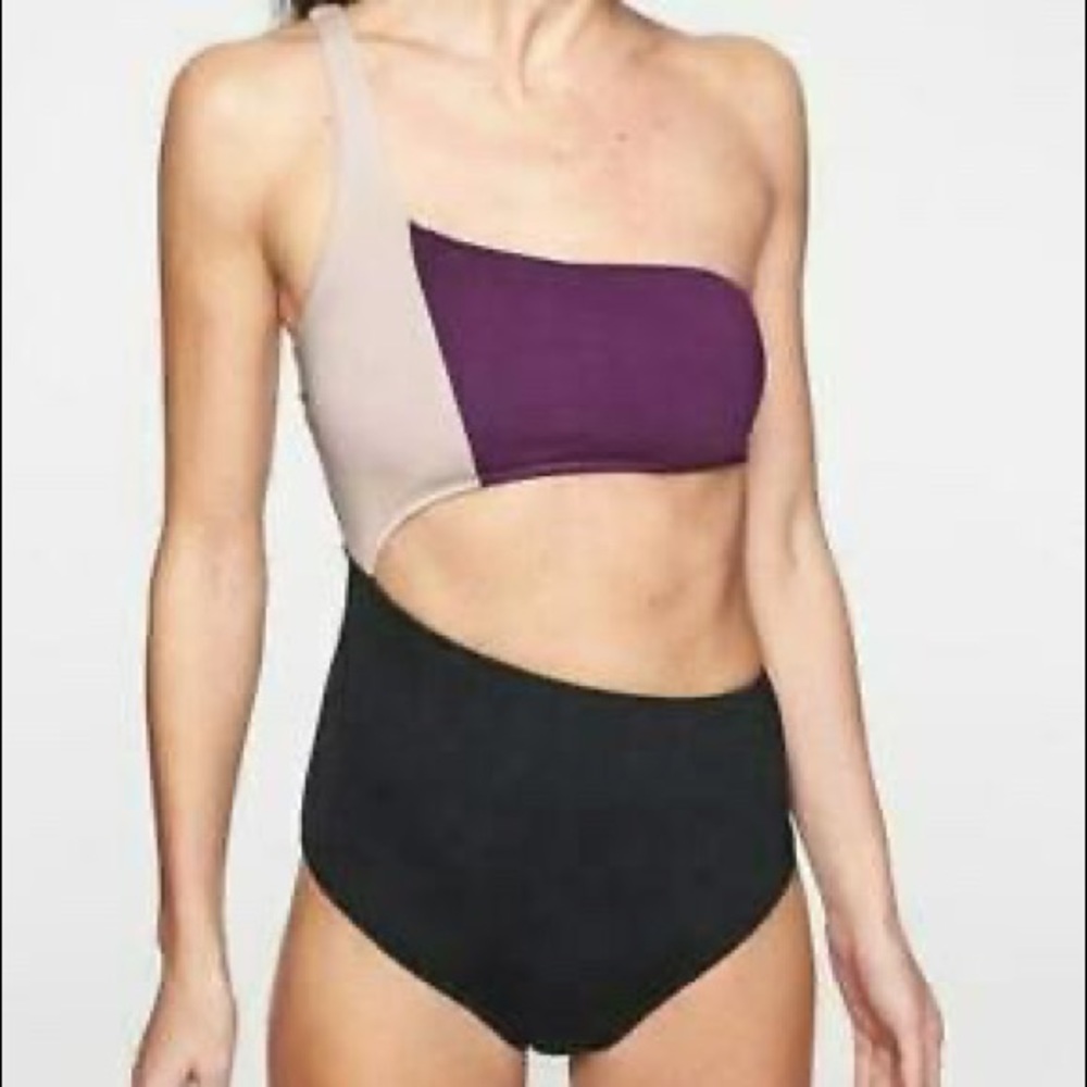 Athleta Mod Block Cutout One Piece Pink Quartz M